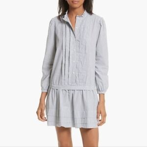 La Vie Rebecca Taylor Striped Cotton Drop Waist Shirt Dress Size XS